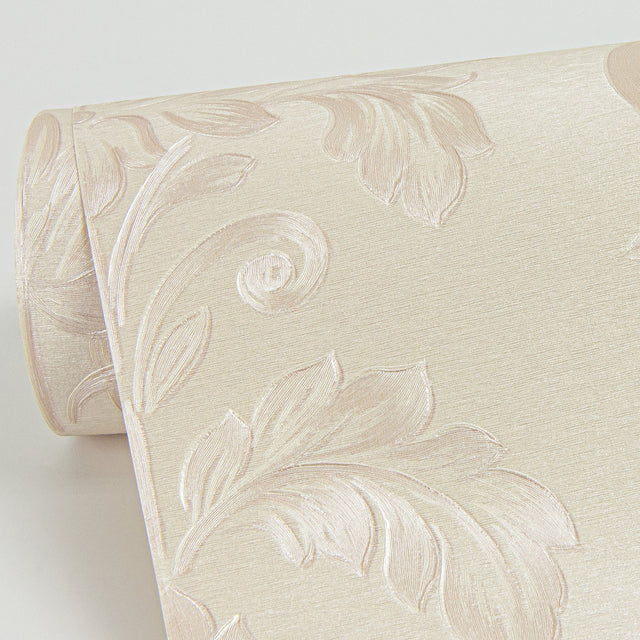 Antonella Rose Gold Scroll Damask Wallpaper with Metallic Raised Ink - Sirpi 4058-21787