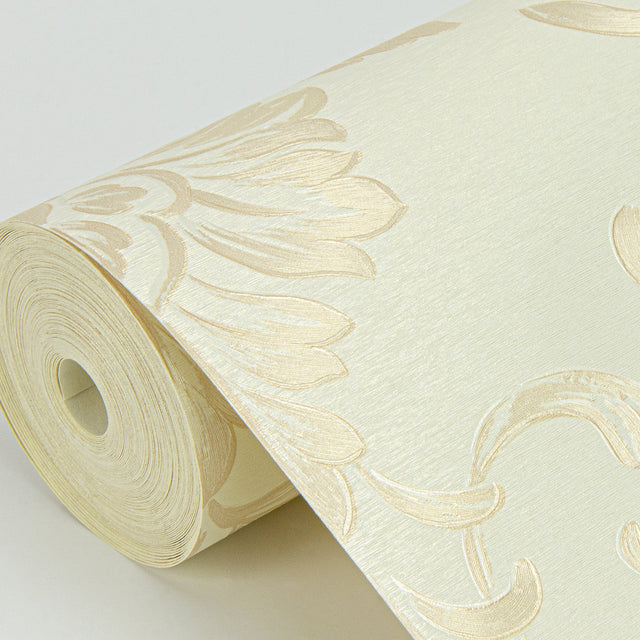 Antonella Gold Scroll Damask Wallpaper with Metallic Raised Ink - Sirpi 4058-21788