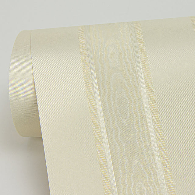 Zeta Light Yellow Moire Stripe Wallpaper with Metallic Raised Ink Texture - Sirpi 4058-21791