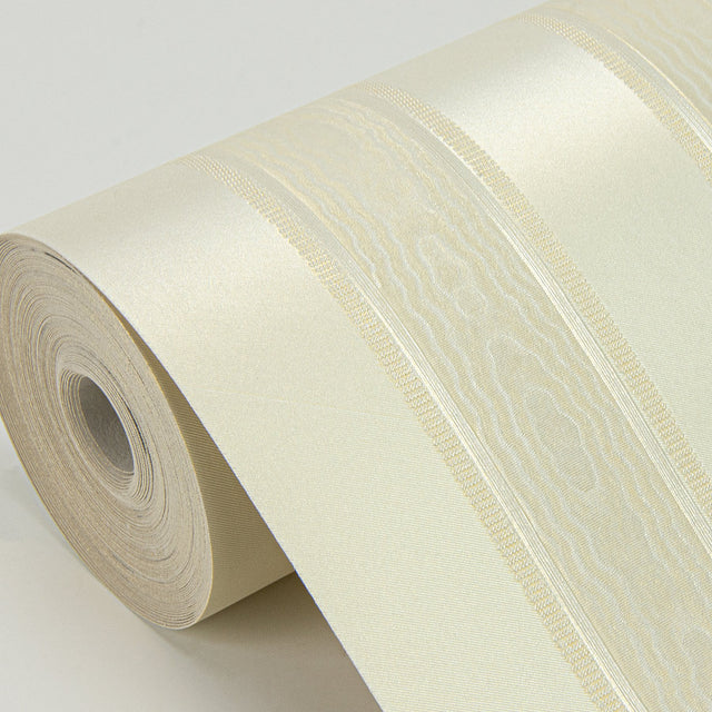 Zeta Light Yellow Moire Stripe Wallpaper with Metallic Raised Ink Texture - Sirpi 4058-21791