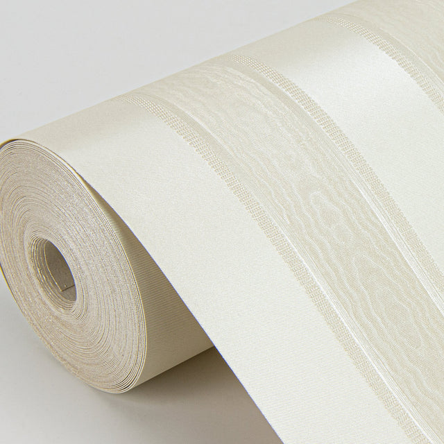 Zeta Cream Moire Stripe Wallpaper with Metallic Raised-Ink Stripes - Sirpi 4058-21793