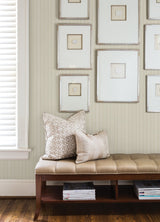 Zeta Cream Moire Stripe Wallpaper with Metallic Raised-Ink Stripes - Sirpi 4058-21793