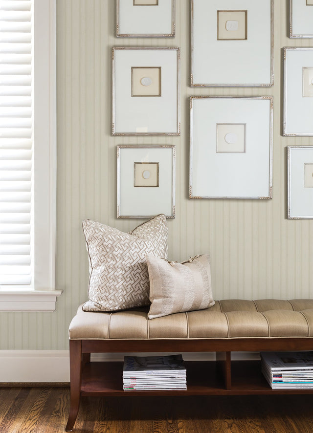 Zeta Cream Moire Stripe Wallpaper with Metallic Raised-Ink Stripes - Sirpi 4058-21793