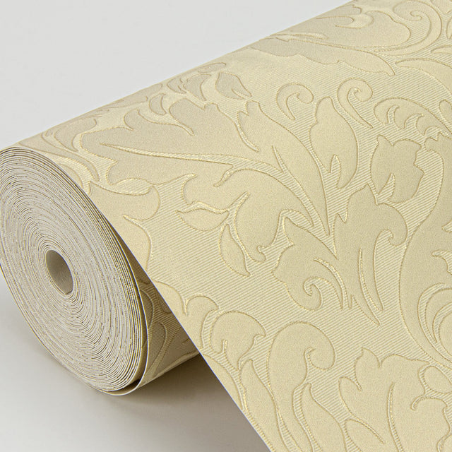 Betina Gold Damask Wallpaper with Metallic Textured Damask - Sirpi 4058-24800