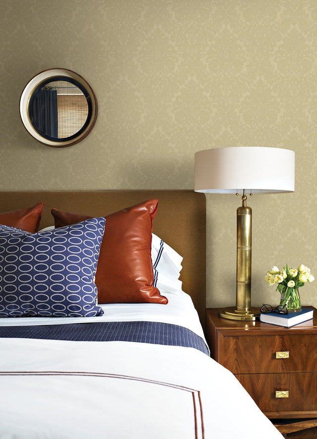 Betina Gold Damask Wallpaper with Metallic Textured Damask - Sirpi 4058-24800