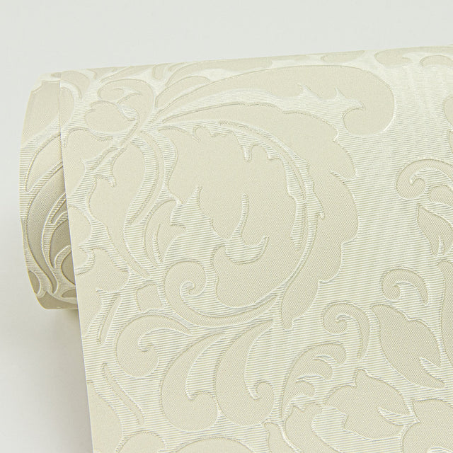 Betina Light Yellow Damask Wallpaper with Metallic Textured Traditional Motif - Sirpi 4058-24802