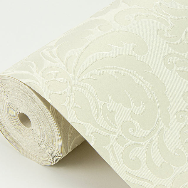 Betina Light Yellow Damask Wallpaper with Metallic Textured Traditional Motif - Sirpi 4058-24802