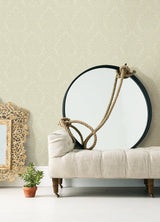 Betina Light Yellow Damask Wallpaper with Metallic Textured Traditional Motif - Sirpi 4058-24802