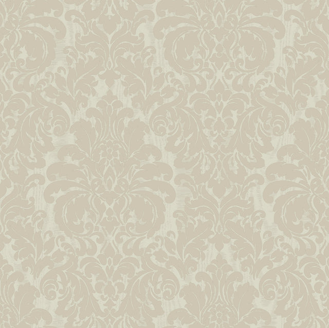 Betina Cream Damask Wallpaper with Textured Woodgrain Motif - Sirpi 4058-24803