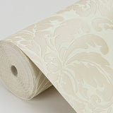 Betina Cream Damask Wallpaper with Textured Woodgrain Motif - Sirpi 4058-24803