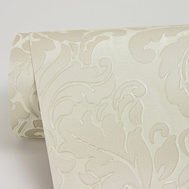 Betina White Damask Wallpaper with Metallic Textured Finish - Sirpi 4058-24804