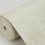 Betina White Damask Wallpaper with Metallic Textured Finish - Sirpi 4058-24804
