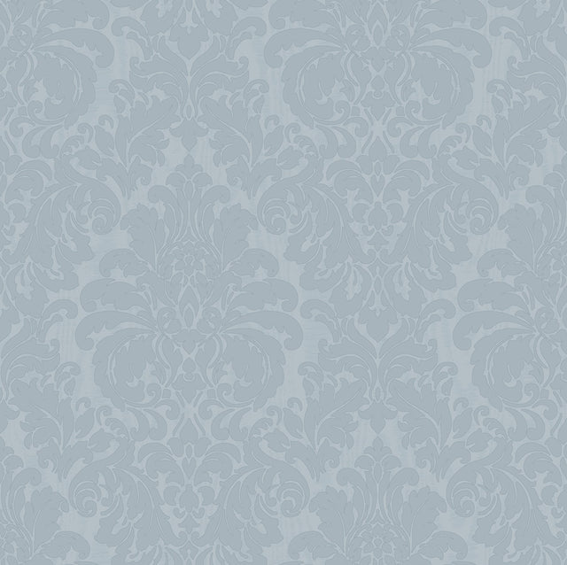 Betina Light Blue Damask Wallpaper with Metallic Textured Damask - Sirpi 4058-24806