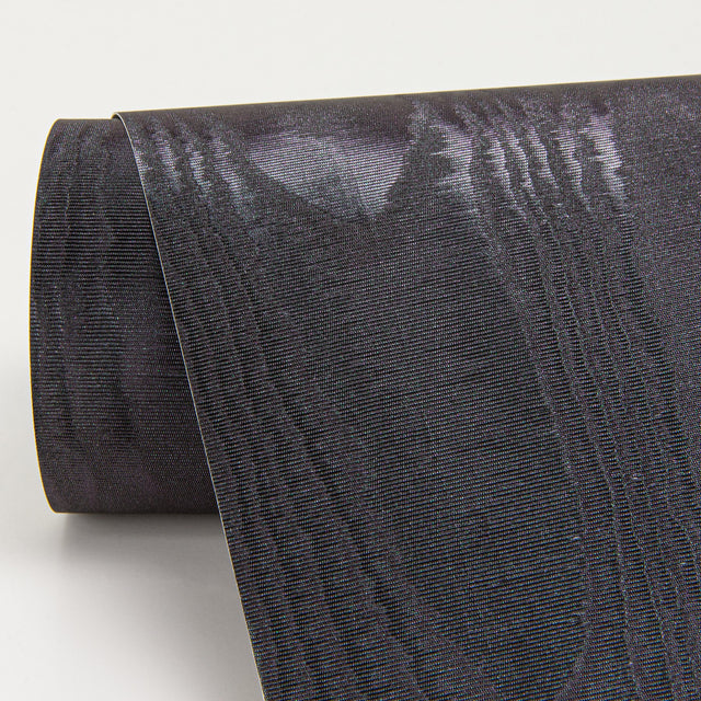 Angelina Black Moire Wallpaper with Glam Metallic Woodgrain Pattern - Sirpi 4058-24819