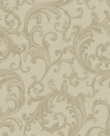 Noemi Taupe Acanthus Wallpaper with Metallic Raised Ink Scrolls - Sirpi 4058-24831