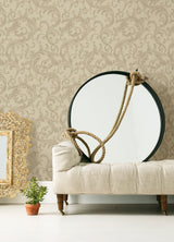 Noemi Taupe Acanthus Wallpaper with Metallic Raised Ink Scrolls - Sirpi 4058-24831