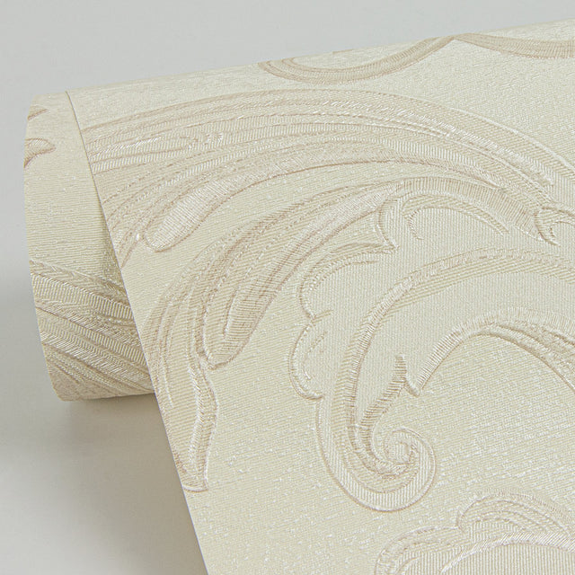 Noemi Cream Acanthus Wallpaper with Traditional Scrolls - Sirpi 4058-24832