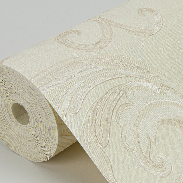Noemi Cream Acanthus Wallpaper with Traditional Scrolls - Sirpi 4058-24832