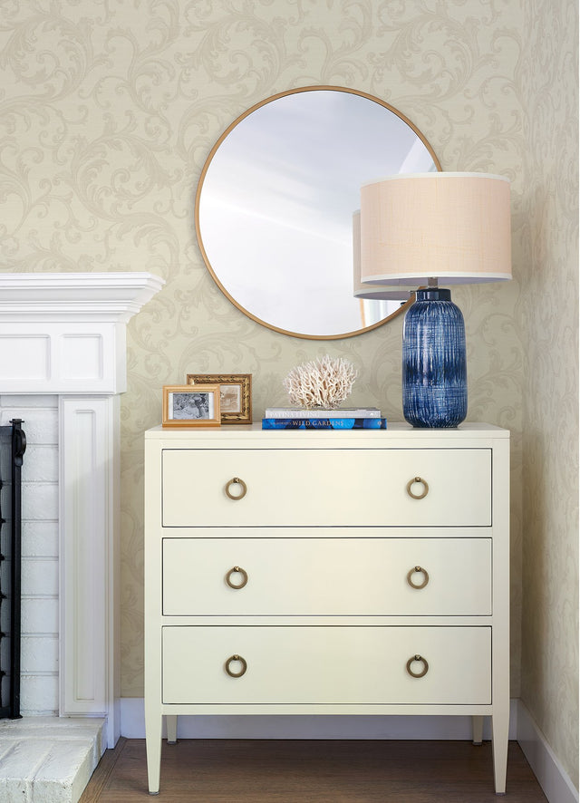 Noemi Cream Acanthus Wallpaper with Traditional Scrolls - Sirpi 4058-24832