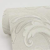 Noemi Silver Acanthus Wallpaper with Metallic Raised Ink Scrolls - Sirpi 4058-24834