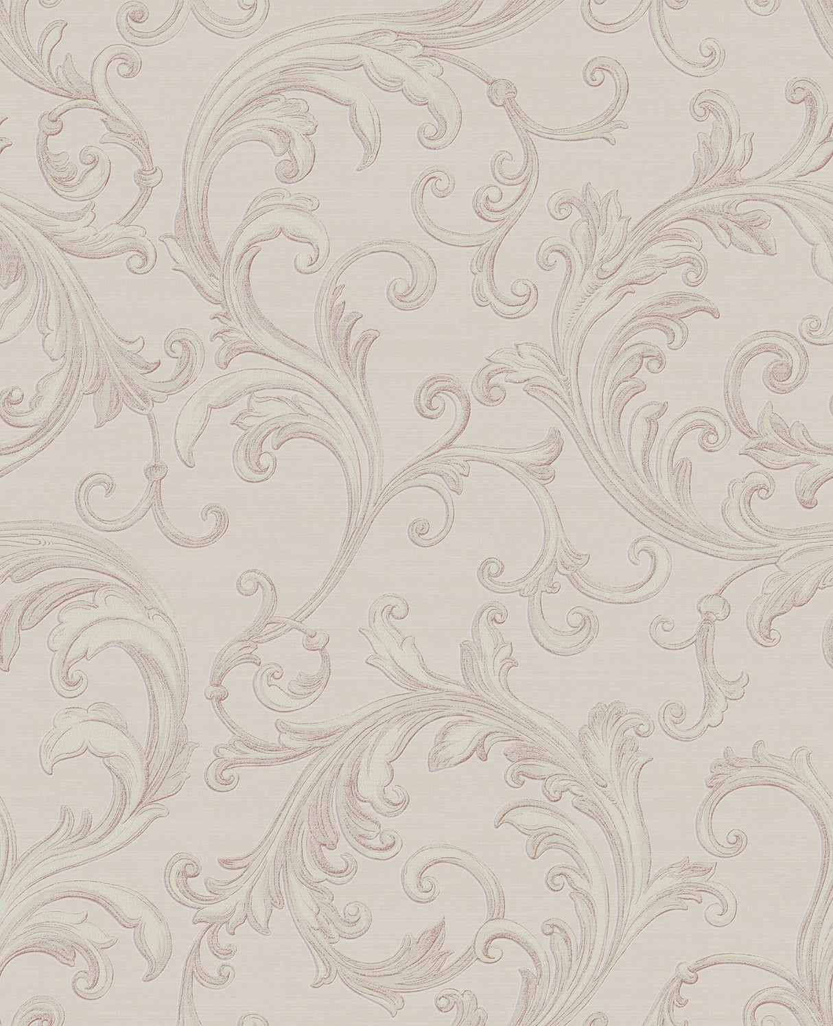 Noemi Rose Acanthus Wallpaper with Metallic Raised Ink Scrolls - Sirpi 4058-24835