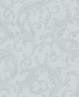 Noemi Light Blue Acanthus Wallpaper with Metallic Raised Ink Scrolls - Sirpi 4058-24836