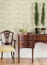 Vittoria Gold Floral Wallpaper with Raised Ink Botanical Pattern, Traditional Style - Sirpi 4058-24841