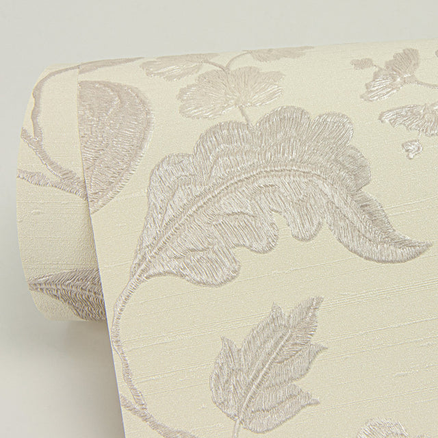 Vittoria Light Pink Floral Vinyl Wallpaper with Raised Ink Botanical Pattern, Traditional Style - Sirpi 4058-24847