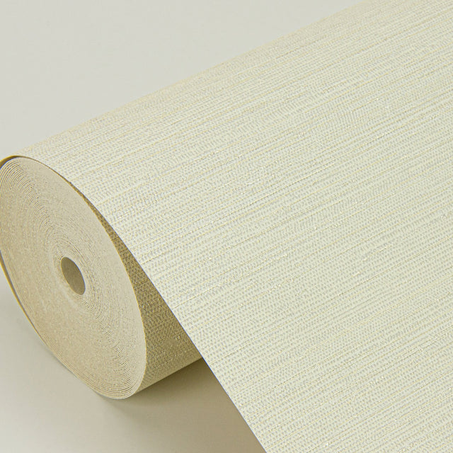 Aida Light Yellow Horizontal Silk Wallpaper with Textured Fabric & Woven Look - Sirpi 4058-24851