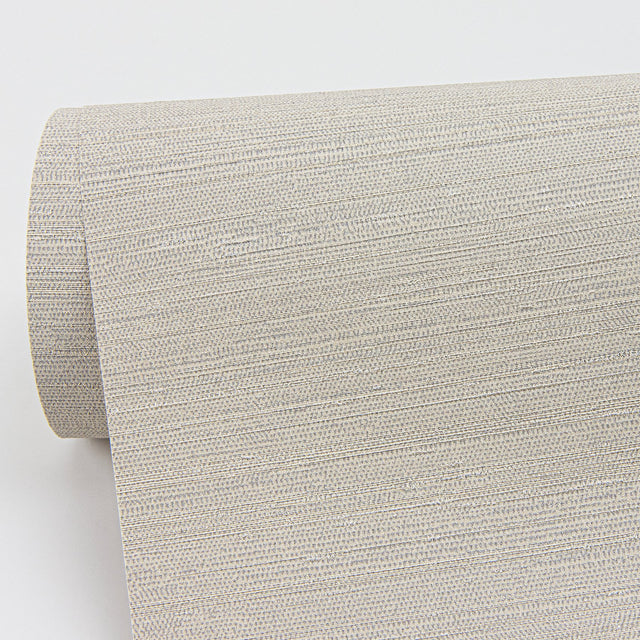 Aida Beige Horizontal Silk Wallpaper with Fabric & Woven Texture, Farmhouse Style - Sirpi 4058-24853