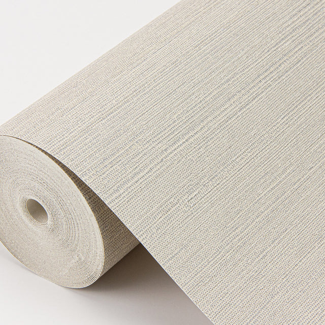 Aida Beige Horizontal Silk Wallpaper with Fabric & Woven Texture, Farmhouse Style - Sirpi 4058-24853