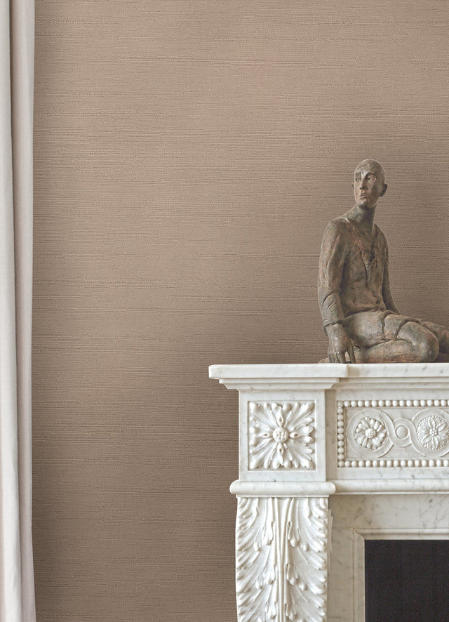 Aida Rose Horizontal Silk Wallpaper with Fabric & Woven Textures, Farmhouse Style - Sirpi 4058-24858