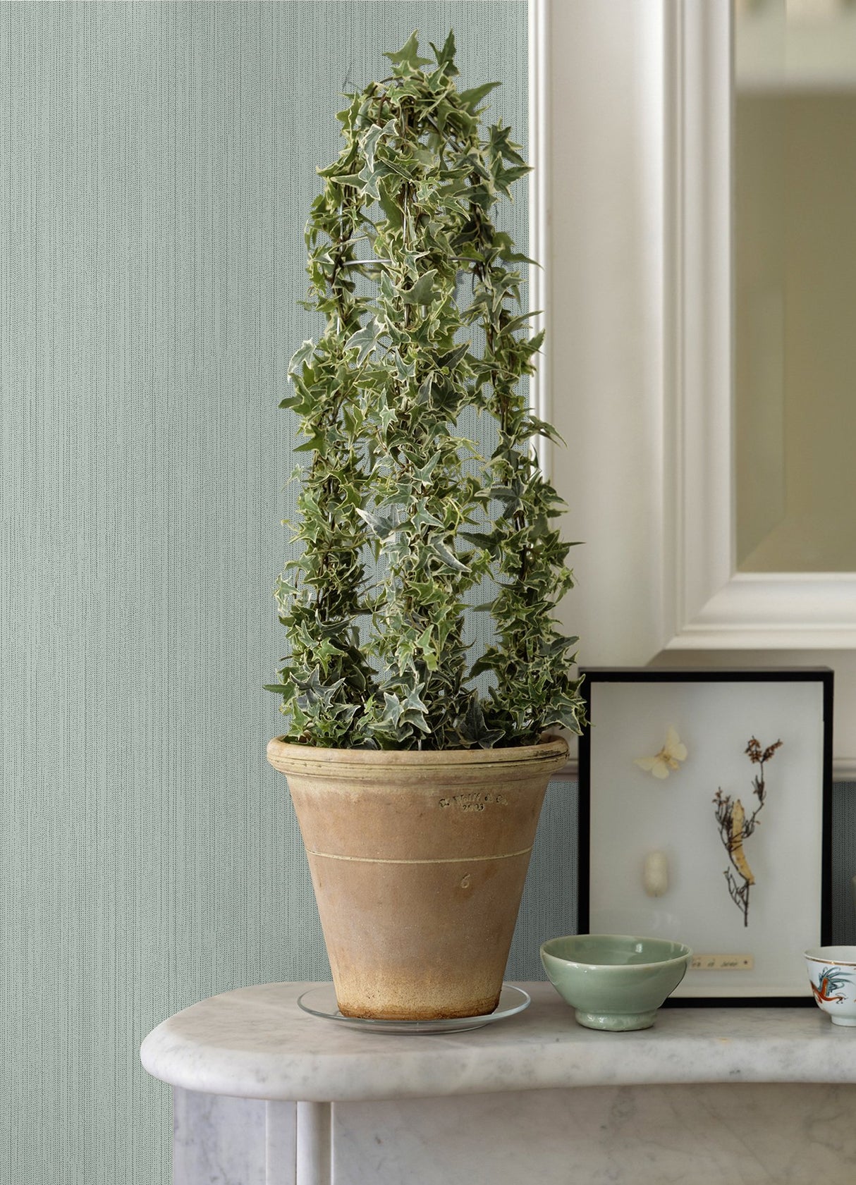Pietra Light Blue Silk Wallpaper with Textured Fabric & Woven Look - Sirpi 4058-24870
