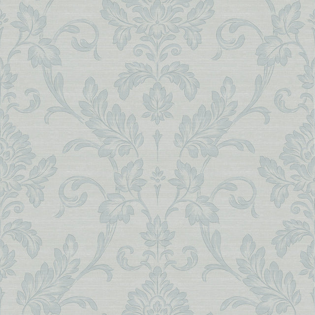 Antonella Light Blue Damask Scroll Wallpaper with Metallic Raised Ink - Sirpi 4058-24880