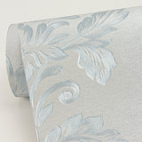 Antonella Light Blue Damask Scroll Wallpaper with Metallic Raised Ink - Sirpi 4058-24880