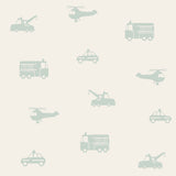 Briony Sage Vehicles Wallpaper with Kids Transportation Motif - Chesapeake 4060-128856