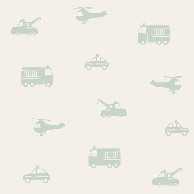 Briony Sage Vehicles Wallpaper with Kids Transportation Motif - Chesapeake 4060-128856