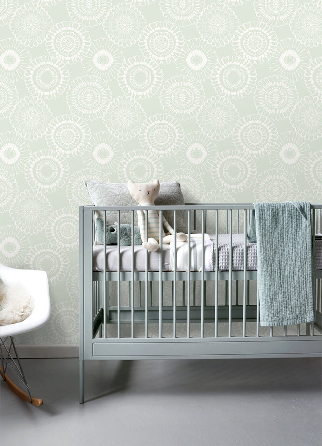 Sonnet Sage Floral Wallpaper with Modern Botanical Flowers Pattern - Chesapeake 4060-128861