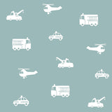 Briony Blue Vehicles Wallpaper with Kids Transportation Motif - Chesapeake 4060-128864