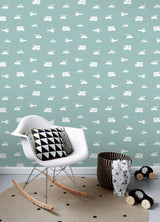 Briony Blue Vehicles Wallpaper with Kids Transportation Motif - Chesapeake 4060-128864