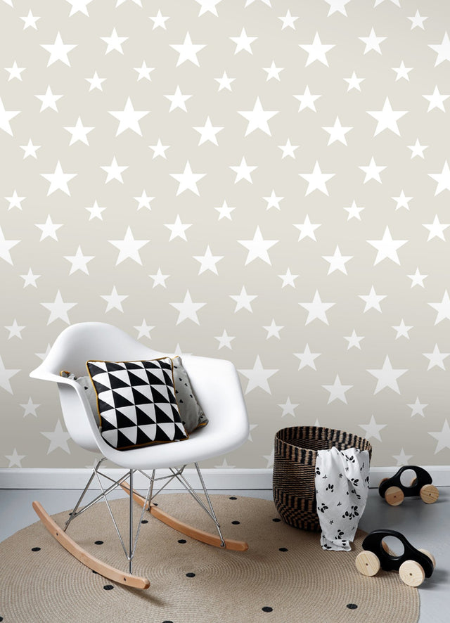 Amira Taupe Stars Wallpaper with Kids Graphic Star Pattern - Chesapeake 4060-128866