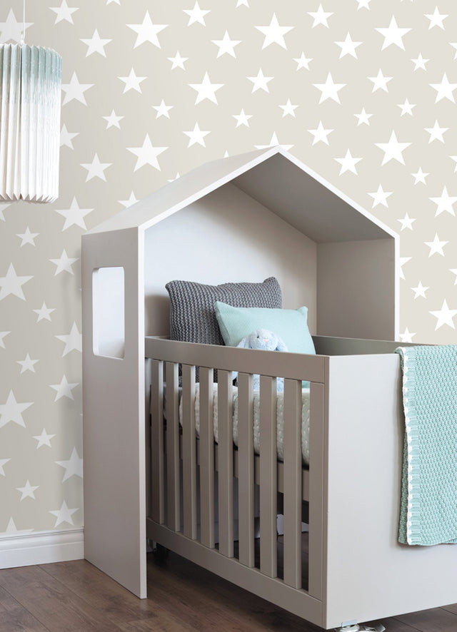 Amira Taupe Stars Wallpaper with Kids Graphic Star Pattern - Chesapeake 4060-128866