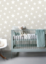 Amira Taupe Stars Wallpaper with Kids Graphic Star Pattern - Chesapeake 4060-128866