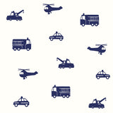 Briony Navy Vehicles Wallpaper with Kids Transportation Motif - Chesapeake 4060-137321