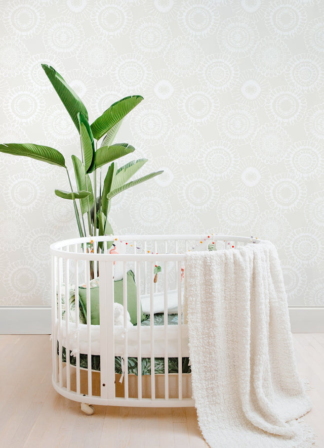Sonnet Platinum Floral Wallpaper with Modern Botanical Flower Pattern - Chesapeake 4060-138910