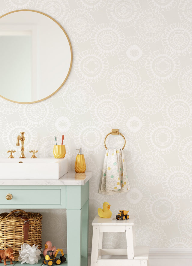 Sonnet Platinum Floral Wallpaper with Modern Botanical Flower Pattern - Chesapeake 4060-138910