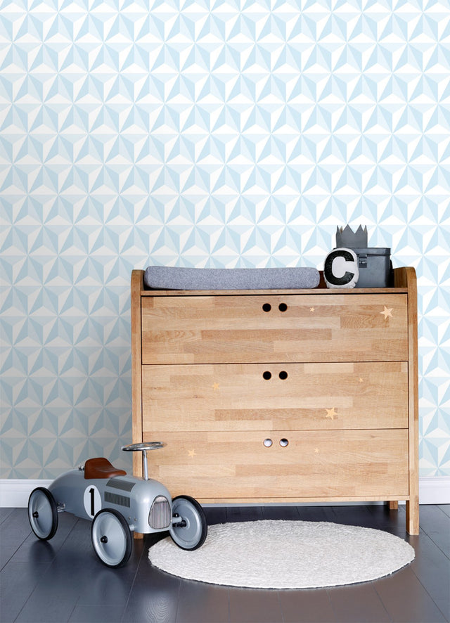 Adella Sky Blue Geometric Wallpaper with Kids Graphic Geometric Pattern - Chesapeake 4060-138912