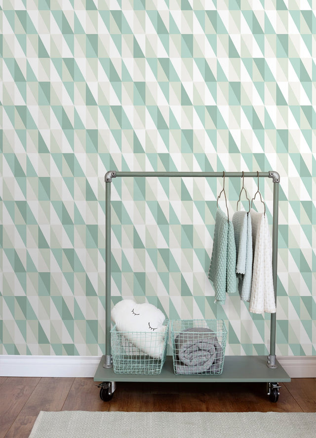 Inez Teal Geometric Wallpaper with Kids Graphic Geometrics Pattern - Chesapeake 4060-138920