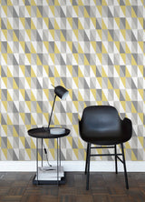 Inez Mustard Geometric Wallpaper with Kids Graphic Triangle Motif - Chesapeake 4060-138921