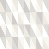 Inez Neutral Geometric Wallpaper with Metallic Silver Triangle Pattern - Chesapeake 4060-138922